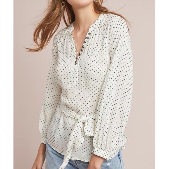 Anthropologie Tops - Anthropologie Maeve Lucy polka dot wrap shirt